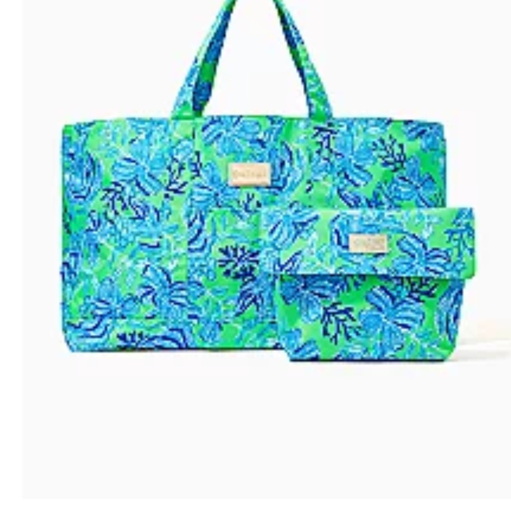 Lilly Pulitzer Tropical Blue and Green Tote Bags